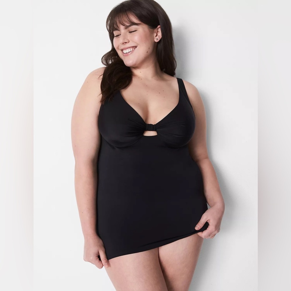 Lane Bryant black tankini top by cacique 38 DDD